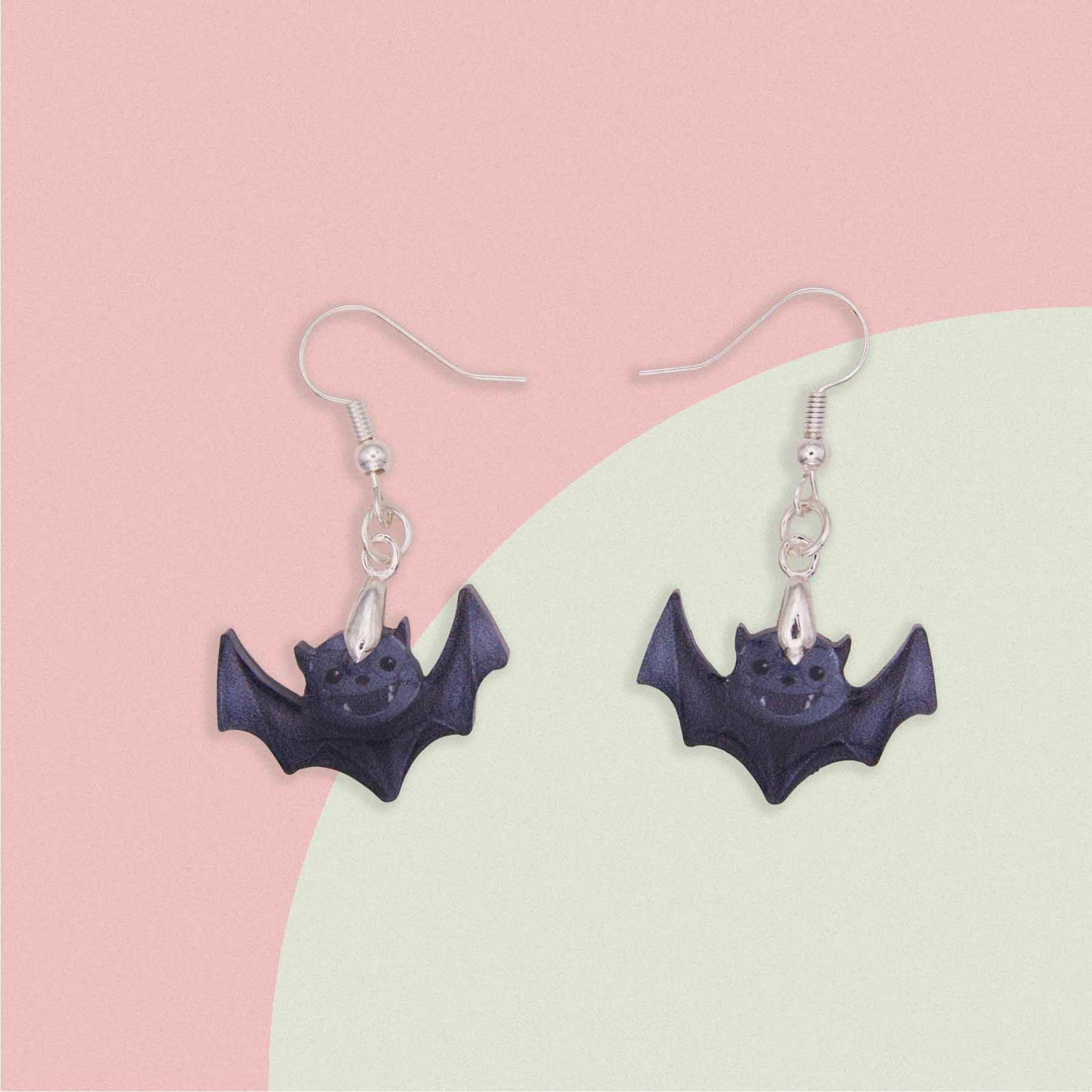 Halloween Bat Dangle Acrylic Earrings - Hypoallergenic USA Made