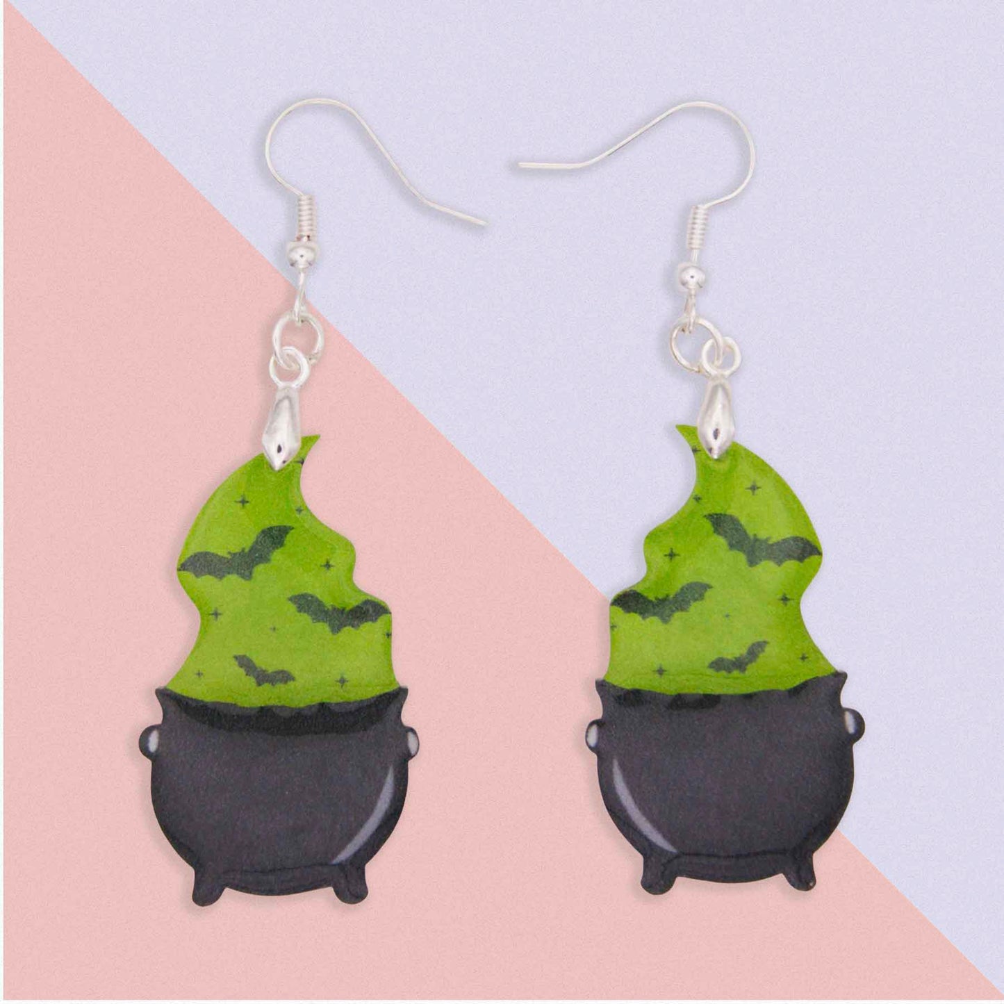 Halloween Cauldron Dangle Earrings - Hypoallergenic Acrylic