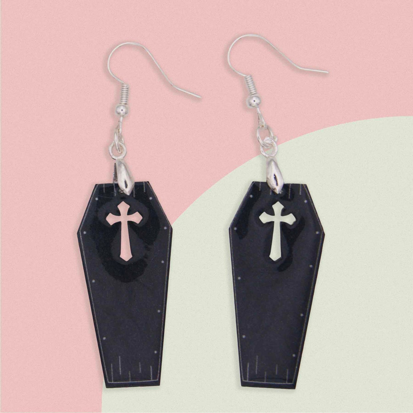 Halloween Coffin Acrylic Dangle Earrings - Hypoallergenic