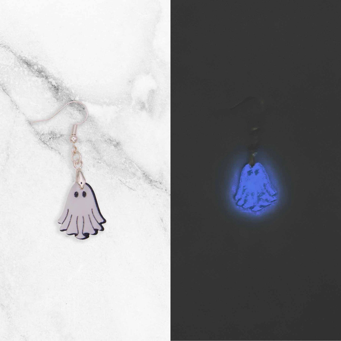 Spooky Ghost Dangle Acrylic Earrings - Glow In The Dark