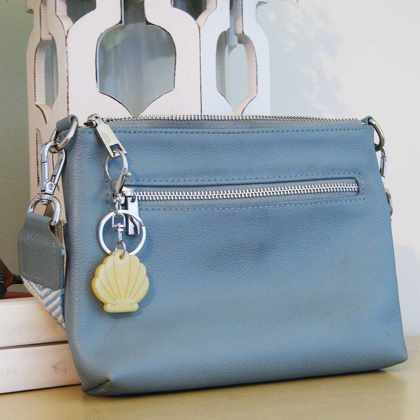 Seashell Acrylic Bag Charm & Keychain | Unique Art Accessory