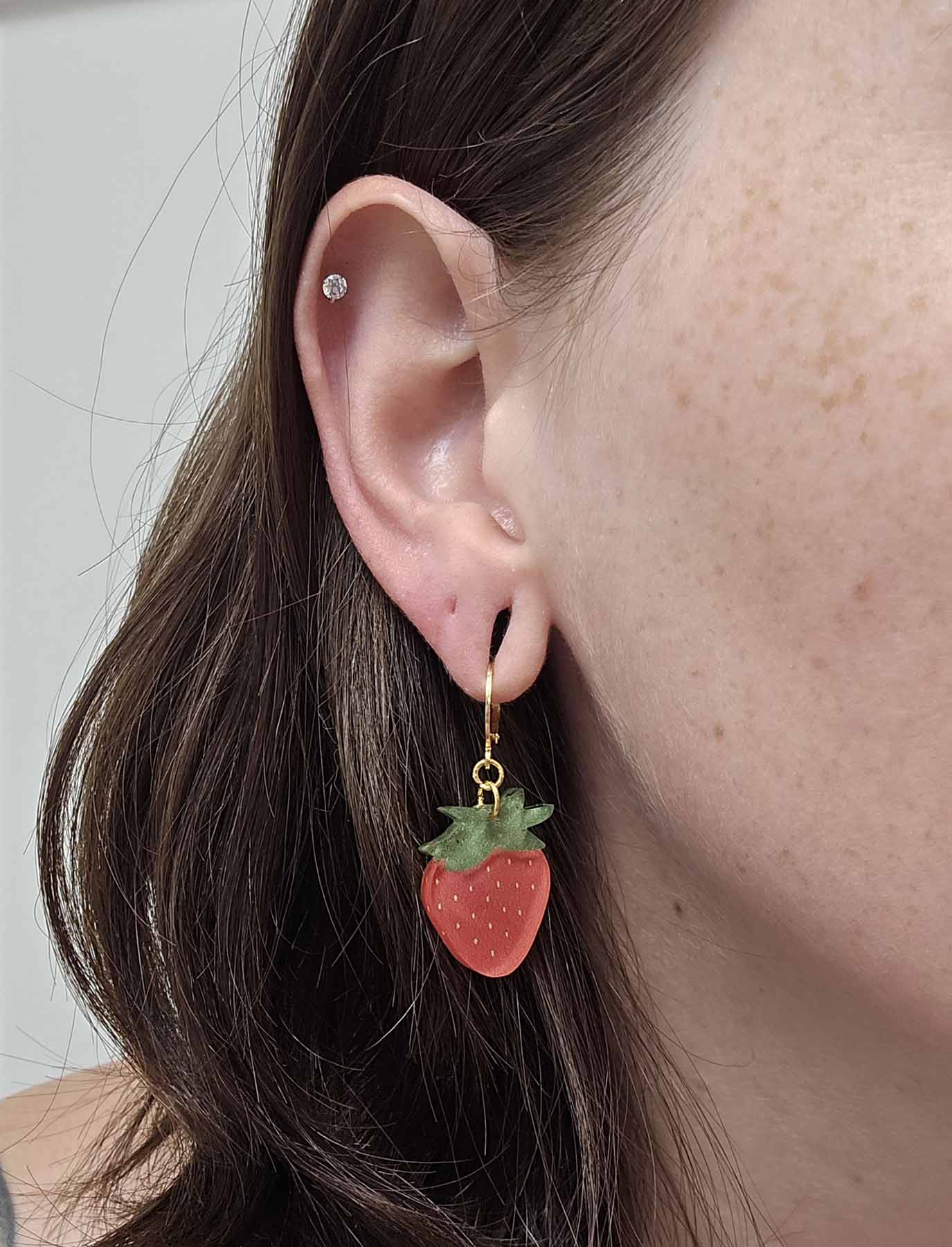 Juicy Strawberry Dangle Earrings - Fun Acrylic Fruit Jewelry with Hypoallergenic Hooks