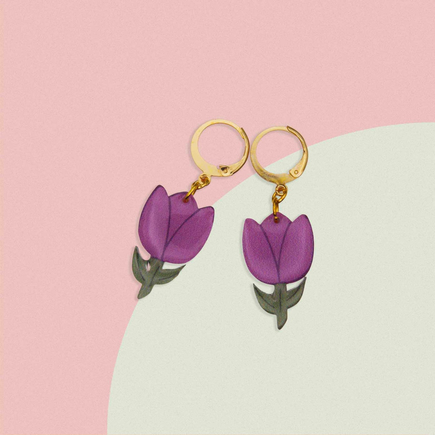 Quirky Tulip Dangle Earrings | Handmade Acrylic Statement Jewelry | Hypoallergenic & Lightweight | Made in USA