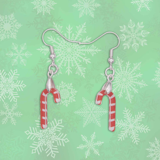 Sweet Stripes Christmas Candy Cane Dangle Earrings - Handmade in the USA