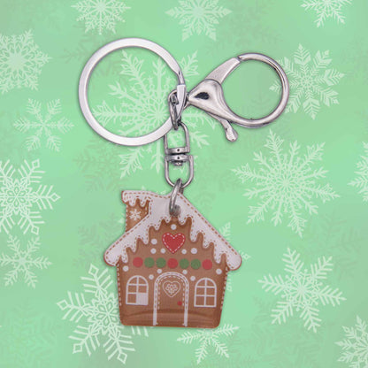 Sweet & Quirky Gingerbread House Bag Charm Keychain - Made in Cumming, GA