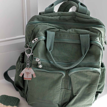 Adorable Christmas Reindeer Sweater Bag Charm - Made in Cumming, GA