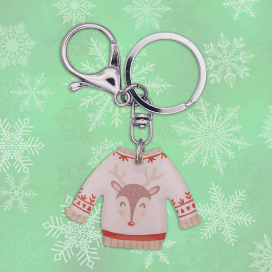 Adorable Christmas Reindeer Sweater Bag Charm - Made in Cumming, GA