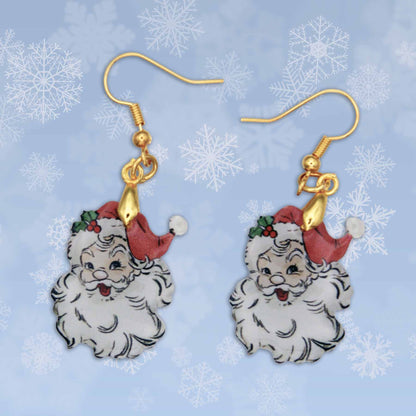 Christmas Santa Dangle Earrings - Handmade in the USA