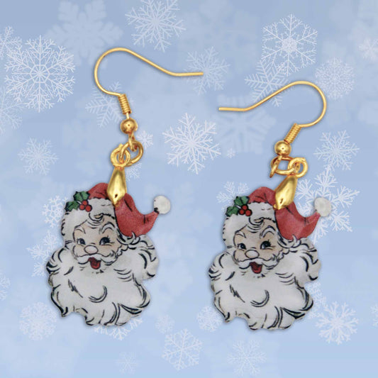 Christmas Santa Dangle Earrings - Handmade in the USA