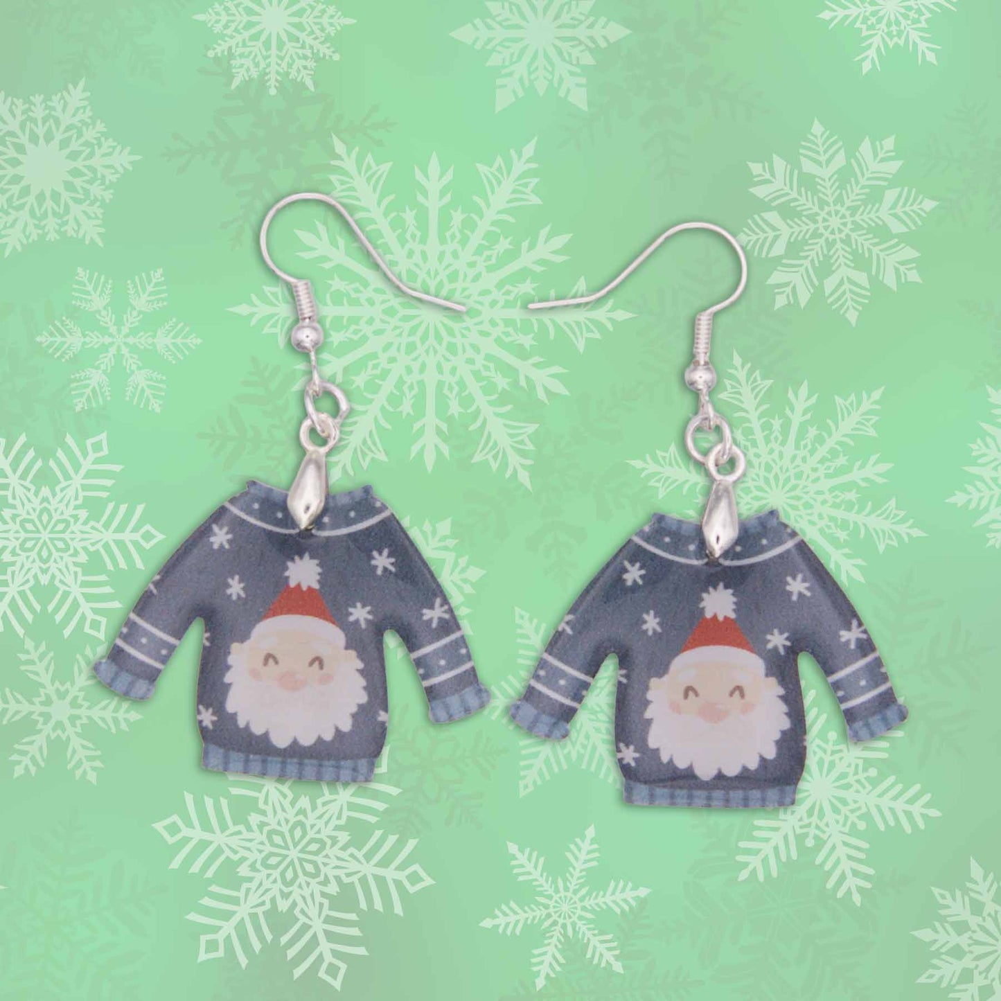 🎅 Jolly Santa Sweater Dangle Earrings - Handmade in the USA
