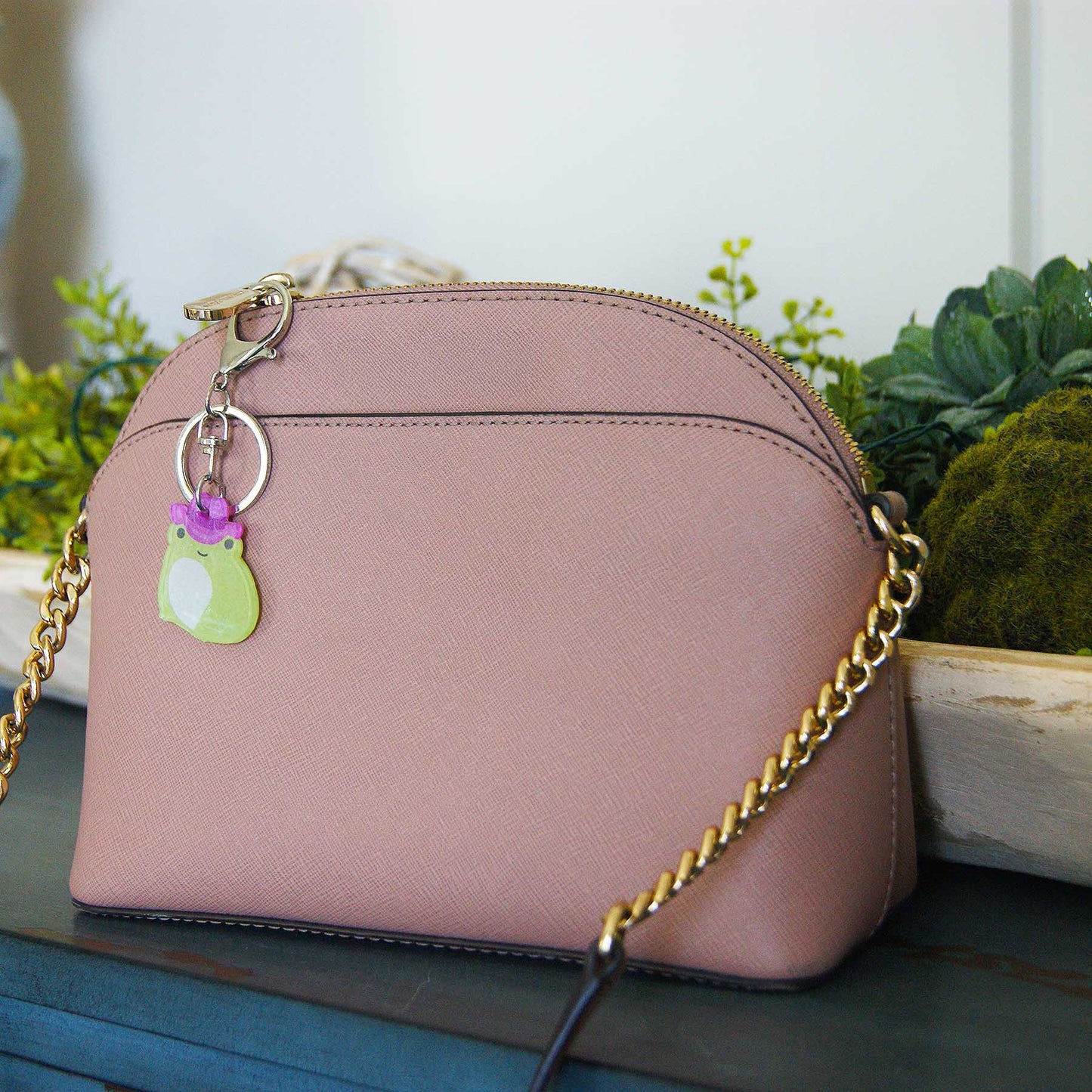 Cowboy Frog Acrylic Bag Charm & Keychain | Quirky UV Resin Coated US Made