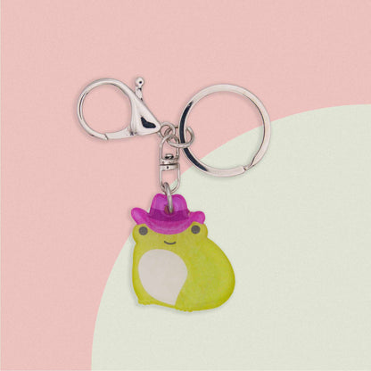 Cowboy Frog Acrylic Bag Charm & Keychain | Quirky UV Resin Coated US Made