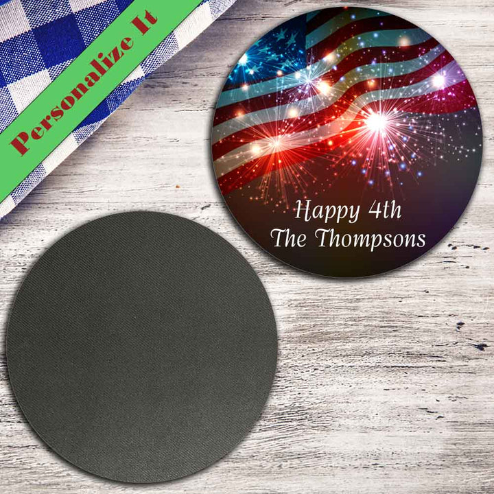 Personalized 4" Coasters - TPE - Polyester with Rubber Back