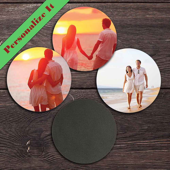 Personalized 4" Coasters - TPE - Polyester with Rubber Back