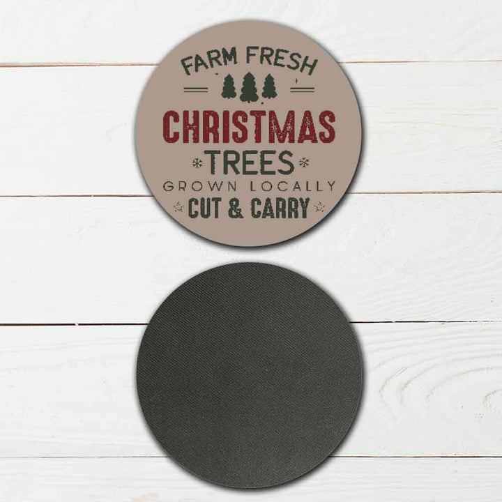 Set of 4 - 4 Christmas Themed "Farmhouse Christmas" Coasters - TPE - Polyester with Rubber Back