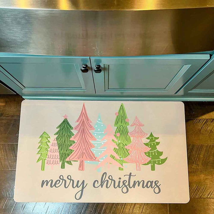 Welcome Mat - Christmas - Pastel Trees