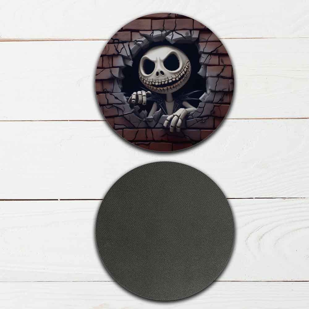 Set of 4 - 4 Halloween Themed "3D Bustin Out" Coasters - TPE - Polyester with Rubber Back