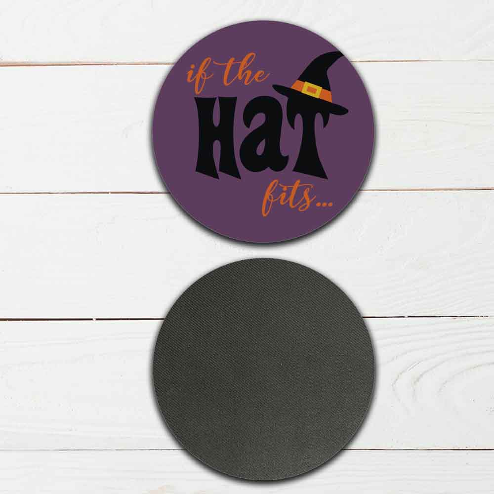 Set of 4 - 4 Halloween Themed "Halloween Quotes" Coasters - TPE - Polyester with Rubber Back