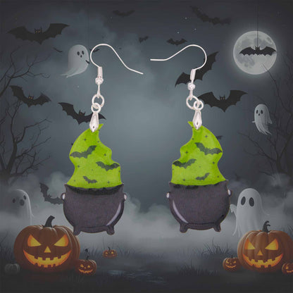 Halloween Cauldron Dangle Earrings - Hypoallergenic Acrylic