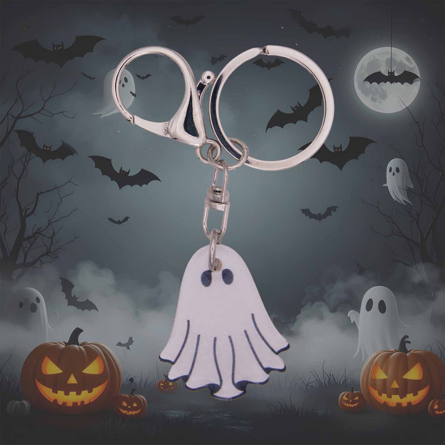 Halloween Ghost Bag Charm | Iridescent Glow Keychain