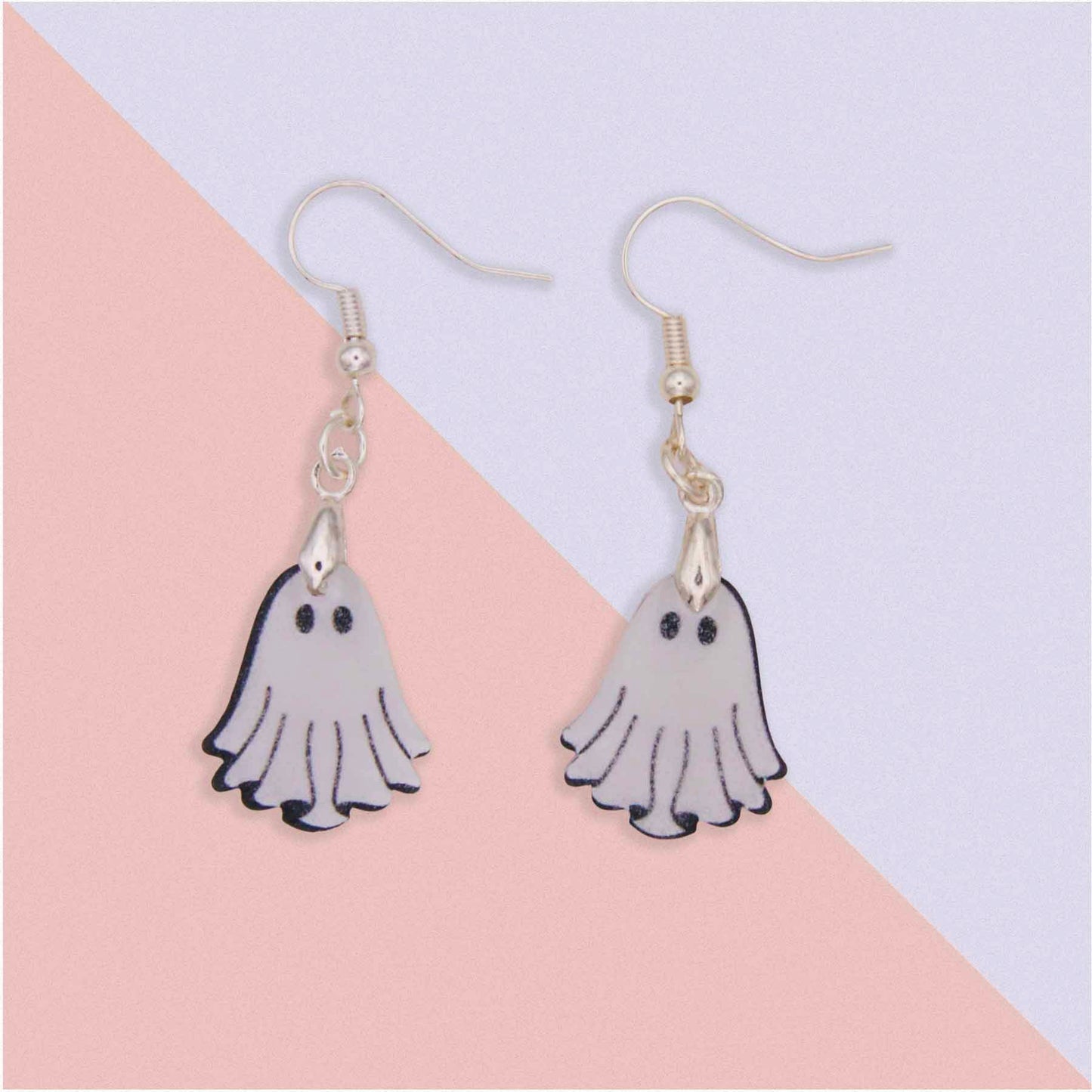 Spooky Ghost Dangle Acrylic Earrings - Glow In The Dark