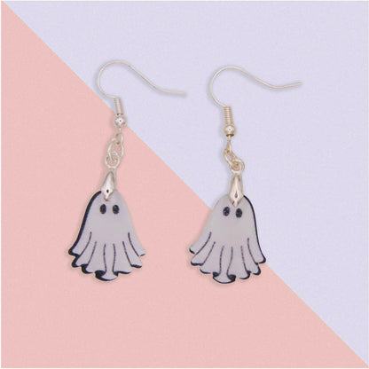 Spooky Ghost Dangle Acrylic Earrings - Glow In The Dark