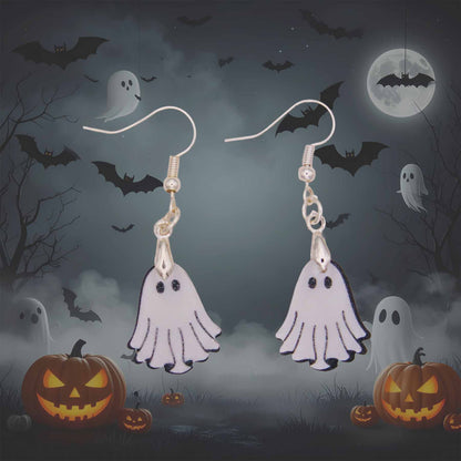 Spooky Ghost Dangle Acrylic Earrings - Glow In The Dark