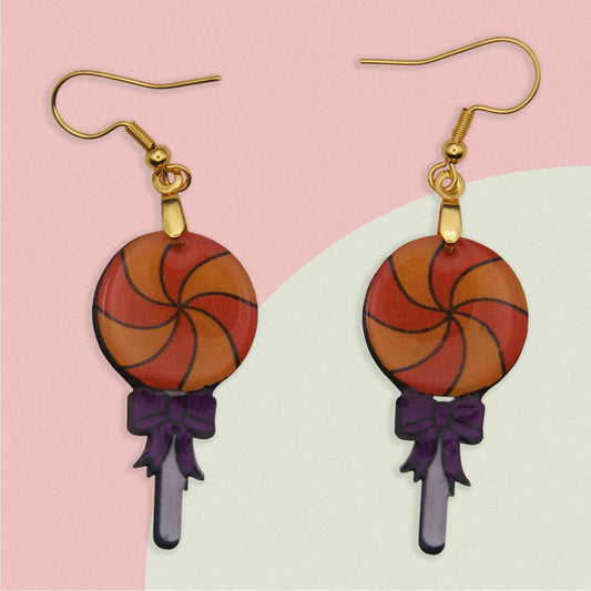 Creative Cottage Halloween Lollipop Dangle Acrylic Earrings - Fun & Hypoallergenic