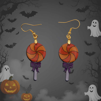 Creative Cottage Halloween Lollipop Dangle Acrylic Earrings - Fun & Hypoallergenic