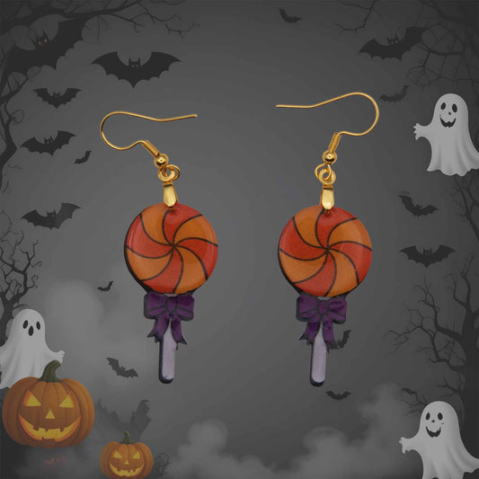 Creative Cottage Halloween Lollipop Dangle Acrylic Earrings - Fun & Hypoallergenic