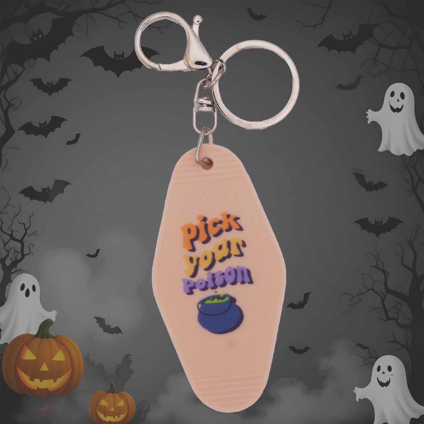 Pick Your Poison Retro Keychain Bag Charm - Halloween Spooky Accessory