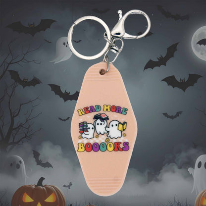 Halloween Read More Books Retro Motel Keychain Charm