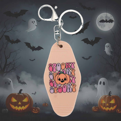 Spooky Pumpkin Retro Motel Keychain – USA Made Bag Charm