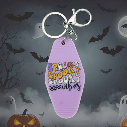 Spooky Vibes Retro Motel Keychain - Bag Charm, USA Made