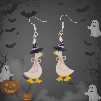Halloween Silly Goose Dangle Earrings - Fun Acrylic Jewelry