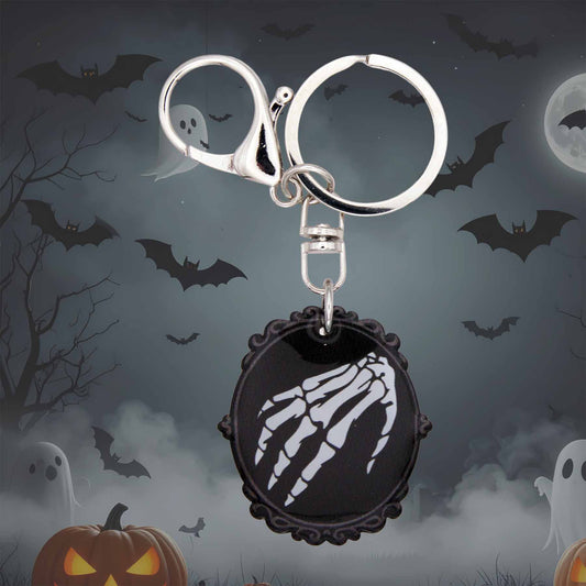 Halloween Skeleton Hand Frame Bag Charm Keychain