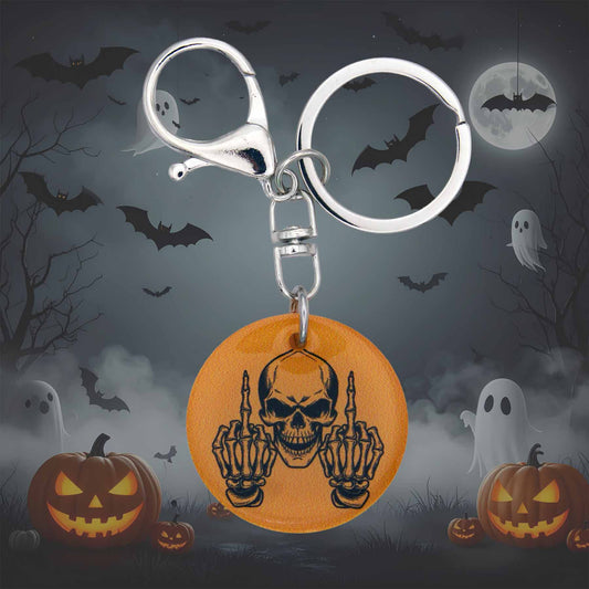 Halloween Skull Middle Fingers Acrylic Bag Charm Keychain