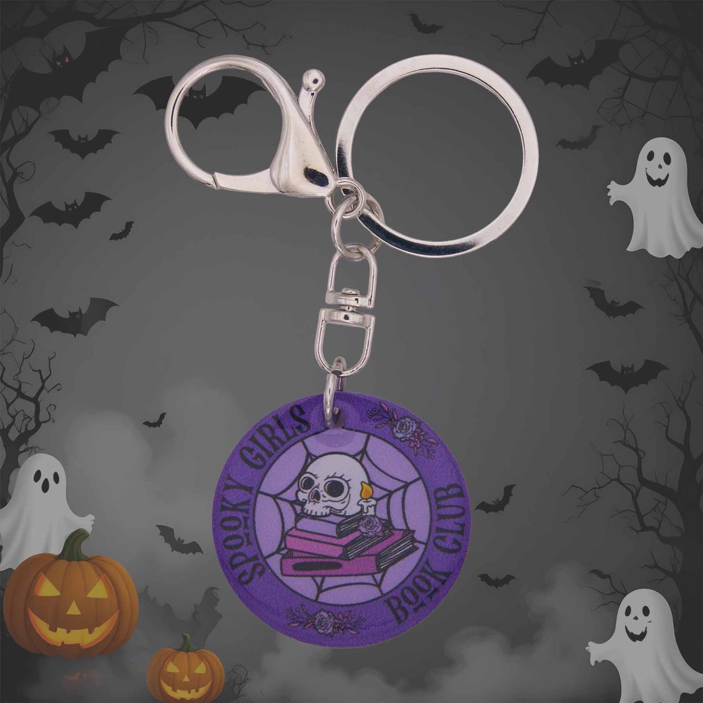 Halloween Spooky Girls Book Club Acrylic Charm & Keychain | US Made