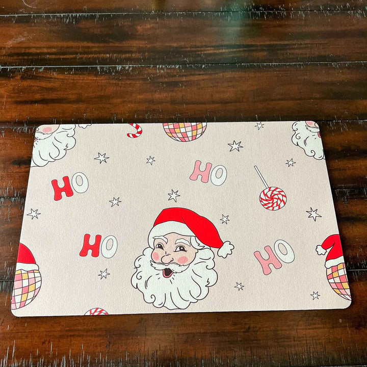 Set of 2 18" x 12" Placemats - Christmas "Ho Ho Ho" Santa
