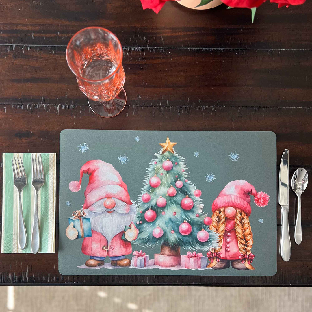 Set of 2 18" x 12" Placemats - Pink Gnomes