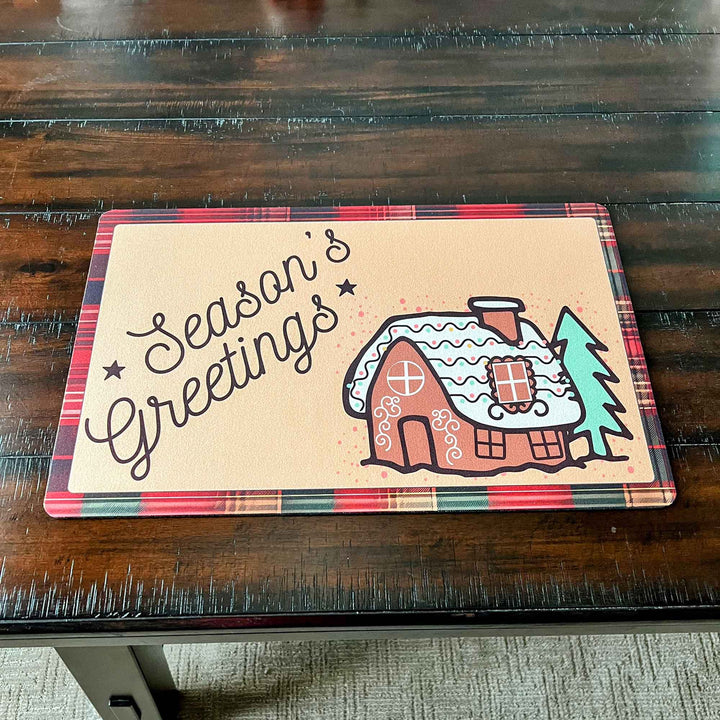 Set of 2 18" x 12" Placemats - "Seasons Greetings" Gingerbread House