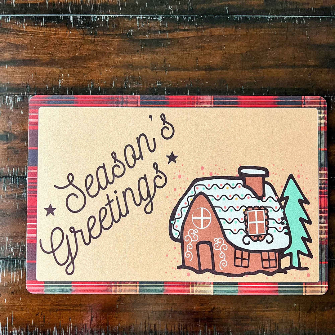Set of 2 18" x 12" Placemats - "Seasons Greetings" Gingerbread House