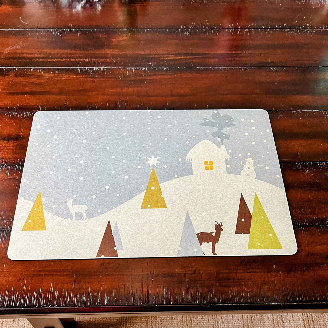 Set of 2 18" x 12" Placemats - Christmas Snowy House
