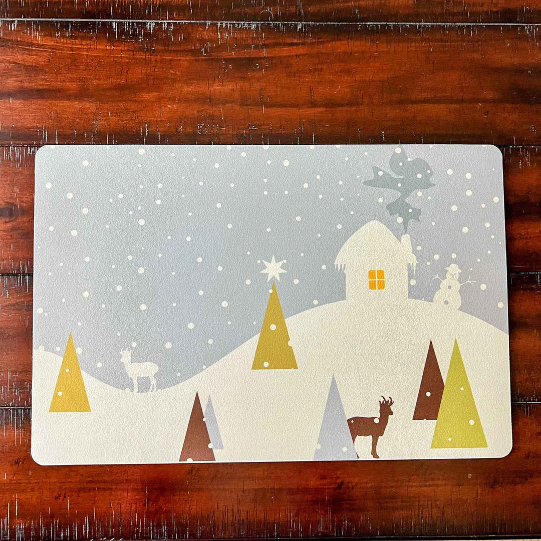 Set of 2 18" x 12" Placemats - Christmas Snowy House