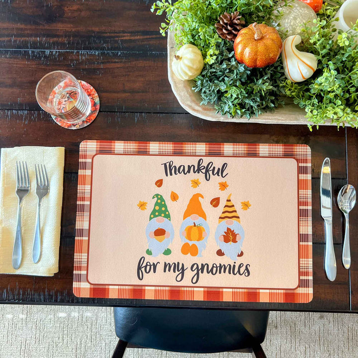 Set of 2 18" x 12" Placemats - Thankful For My Gnomies