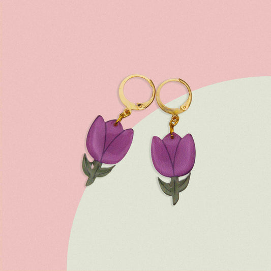 Quirky Tulip Dangle Earrings | Handmade Acrylic Statement Jewelry | Hypoallergenic & Lightweight | Made in USA