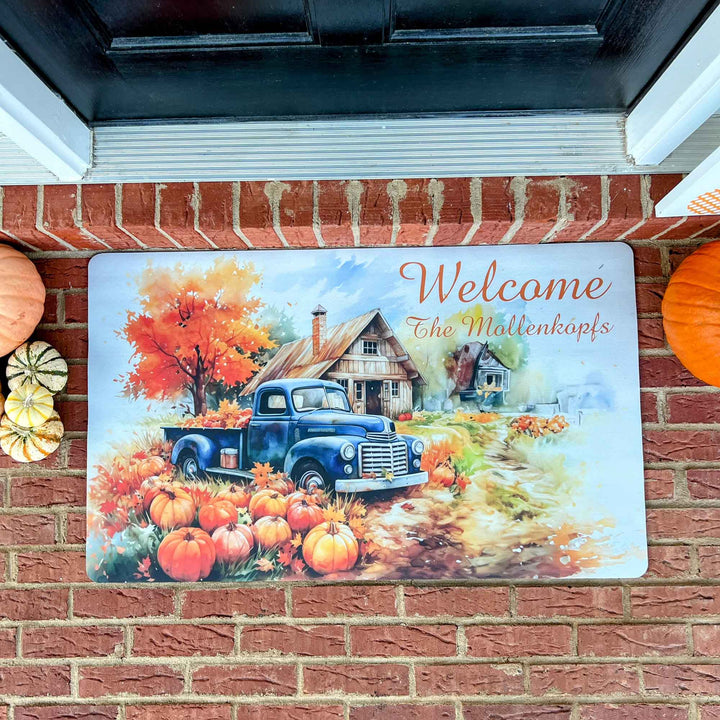 Welcome Mat - Fall - Retro Truck Pumpkin Farm