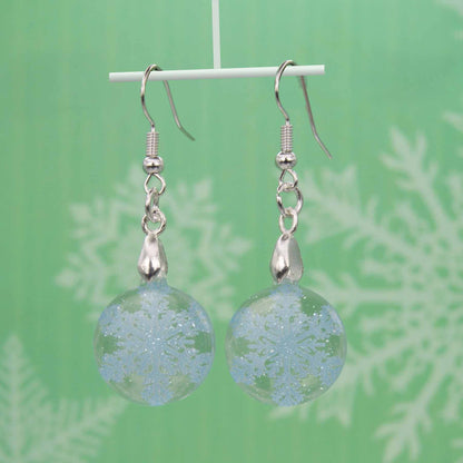 Winter Snowflakes Dangle Earrings - Handmade Acrylic, Hypoallergenic