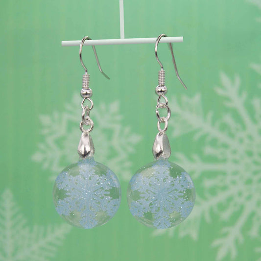 Winter Snowflakes Dangle Earrings - Handmade Acrylic, Hypoallergenic