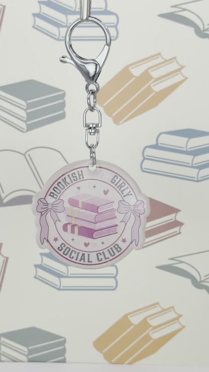 Bookish Girly Social Club Acrylic Bag Charm & Keychain